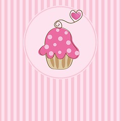 Image showing Cute vector background with small cupcake