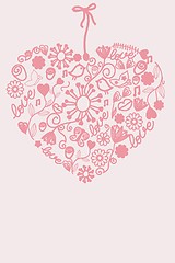 Image showing Cute vector background with vintage hearts