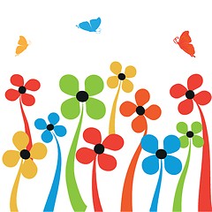 Image showing Floral card with butterflies