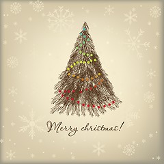 Image showing Christmas background with Christmas tree, vector illustration.