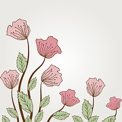 Image showing Vintage card with hand drawn flowers