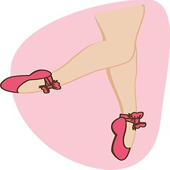 Image showing Female feet on pastel background