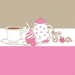 Image showing Cute vector background with small cupcake