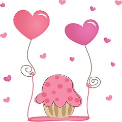 Image showing Birthday cupcake. Vector card.