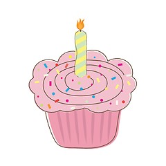 Image showing Birthday cupcake. Vector card.