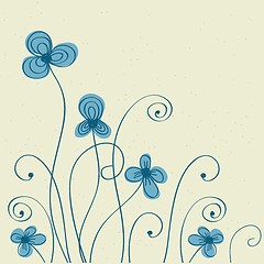 Image showing Vintage card with hand drawn flowers