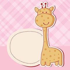 Image showing Baby girl shower card with cute giraffe