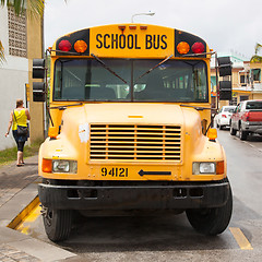 Image showing Yellow school bus parked