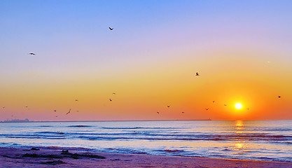 Image showing Beautiful sunrise on Black Sea beach