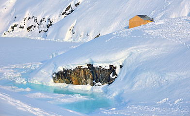 Image showing House on glacier in Greenland