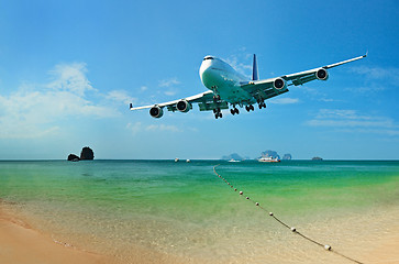 Image showing Traveling to tropical countries by airplane