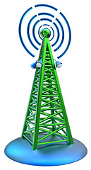 Image showing digital transmitter sends signals from high tower