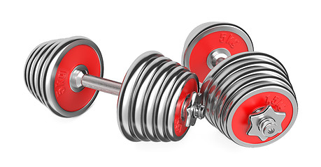 Image showing Iron Dumbbells Weight on White Background. 3d