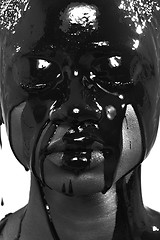 Image showing Beauty Concept of African Amercian Woman With Paint Dripping 