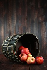 Image showing  Red Apples on Wood Grunge  Background