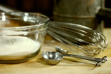 Image showing Bread Baking Ingredients on a Wooden Background