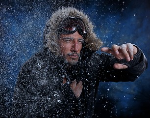 Image showing Man Freezing in Cold Weather