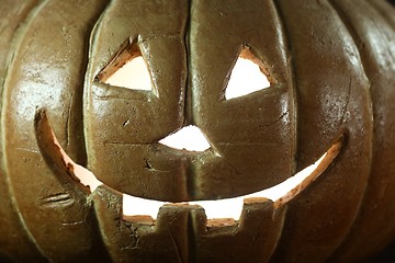 Image showing Halloween Pumpkin on Wood Grunge Rustick Background