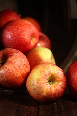 Image showing  Red Apples on Wood Grunge  Background