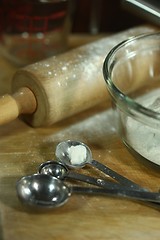 Image showing Bread Baking Ingredients on a Wooden Background