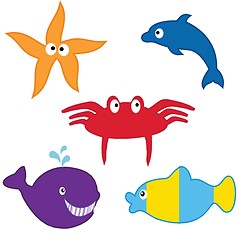 Image showing Sea animals collection. Vector format
