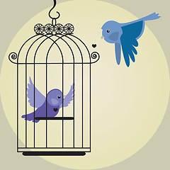 Image showing Cute bird in birdcage