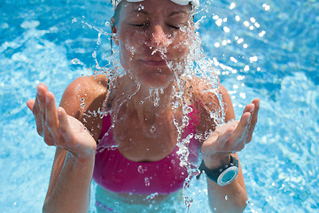 Image showing Female swimmer in pool