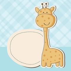 Image showing Baby girl shower card with cute giraffe