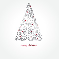 Image showing Christmas background with Christmas tree, vector illustration.