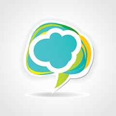 Image showing Speech cloud bubble. Green vector background