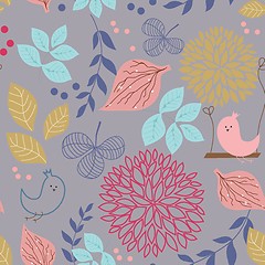 Image showing Vintage seamless background with birds