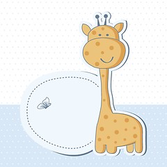 Image showing Baby boy shower card with cute giraffe
