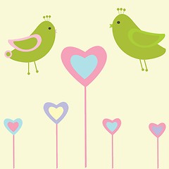 Image showing Cute vector background with vintage hearts