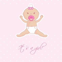 Image showing Vintage baby girl arrival announcement card.