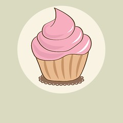 Image showing Cute vector background with small cupcake