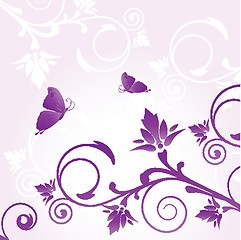 Image showing Floral card with butterfly