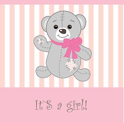 Image showing Vintage baby girl arrival announcement card.