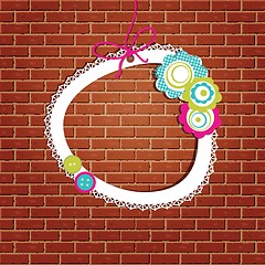 Image showing Vintage frame on the brick wall background