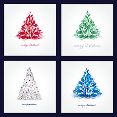 Image showing Set Christmas background with Christmas tree, vector illustration.