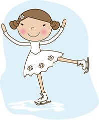 Image showing Little skater, girl skating on ice