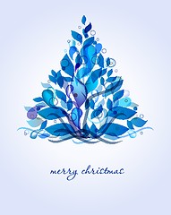 Image showing Christmas background with Christmas tree, vector illustration.