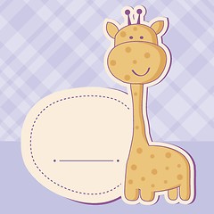 Image showing Baby girl shower card with cute giraffe