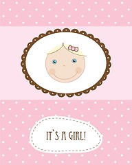 Image showing Vintage baby girl arrival announcement card.