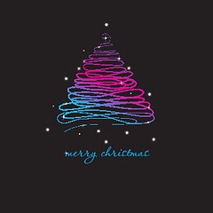 Image showing Christmas background with Christmas tree, vector illustration.