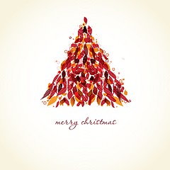 Image showing Christmas background with Christmas tree, vector illustration.