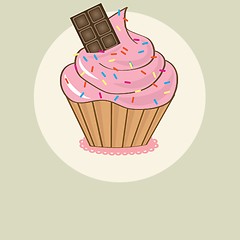 Image showing Cute vector background with small cupcake