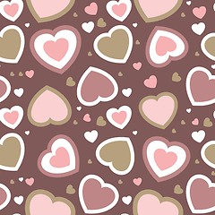 Image showing Seamless pattern with hearts and flowers