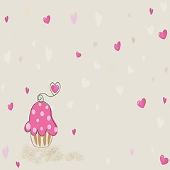 Image showing Cute vector background with small cupcake