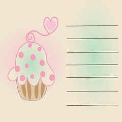 Image showing Cute vector background with small cupcake