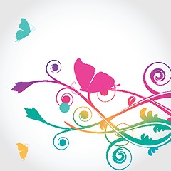 Image showing Floral card with butterfly